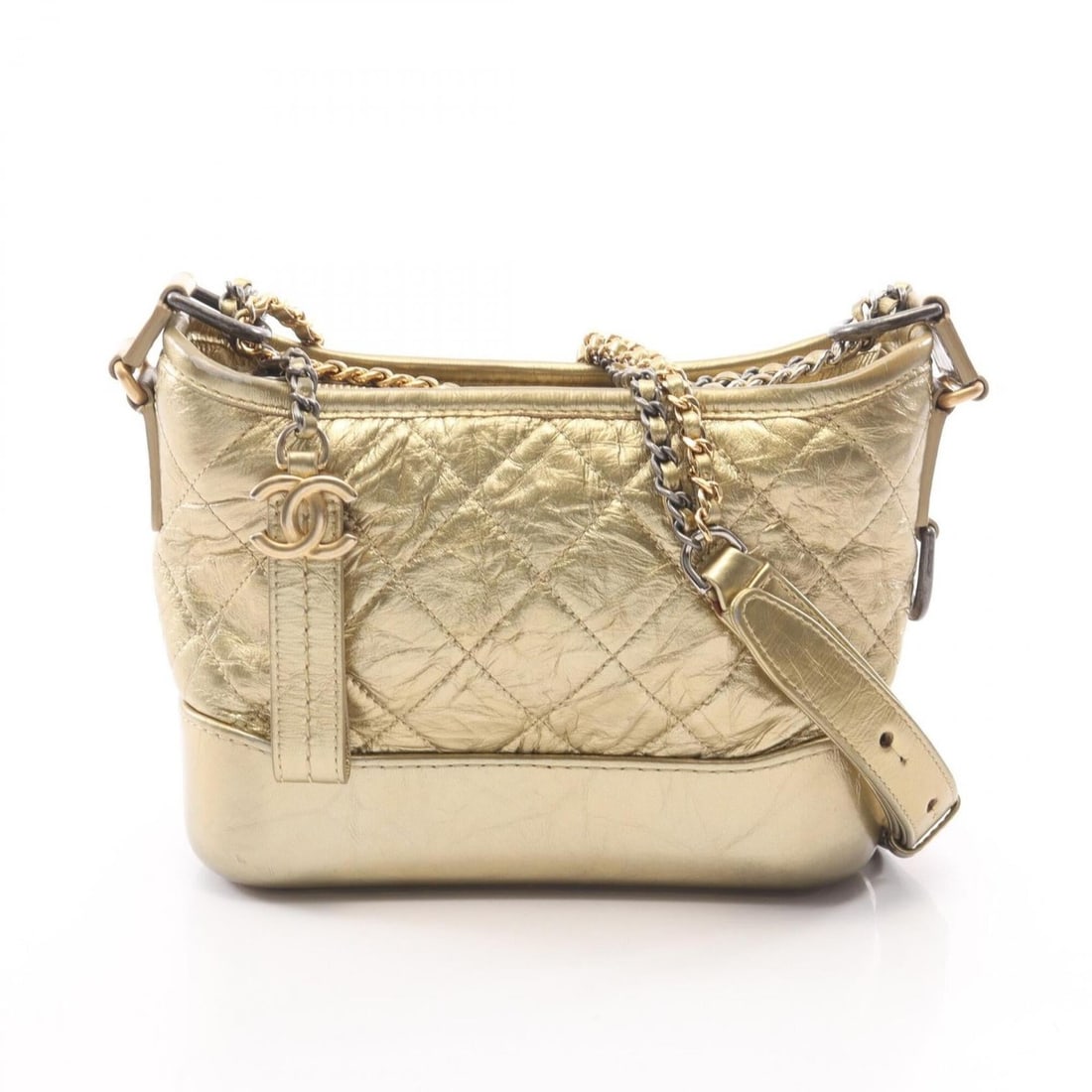 Chanel Gabrielle de Small Hobo Shoulder Bag Handbag Leather Women's Gold Tone A91810 (1 of 17)