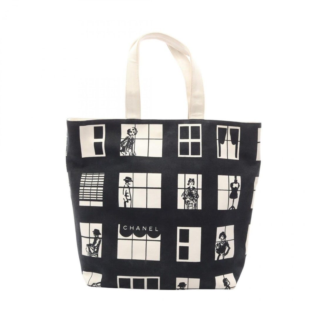 Chanel Window Line Tote Bag Handbag Canvas Women's Black/White: --- Catalog ---Category: SizeSize (HxWxD): 37cm x 31cm x 11cm / 14.56'' x 12.2'' x 4.33''Category: DesignType: Handbag, Tote bagColor: Black, WhiteGender: WomenMaterial: Canvas Category: GeneralBrand: