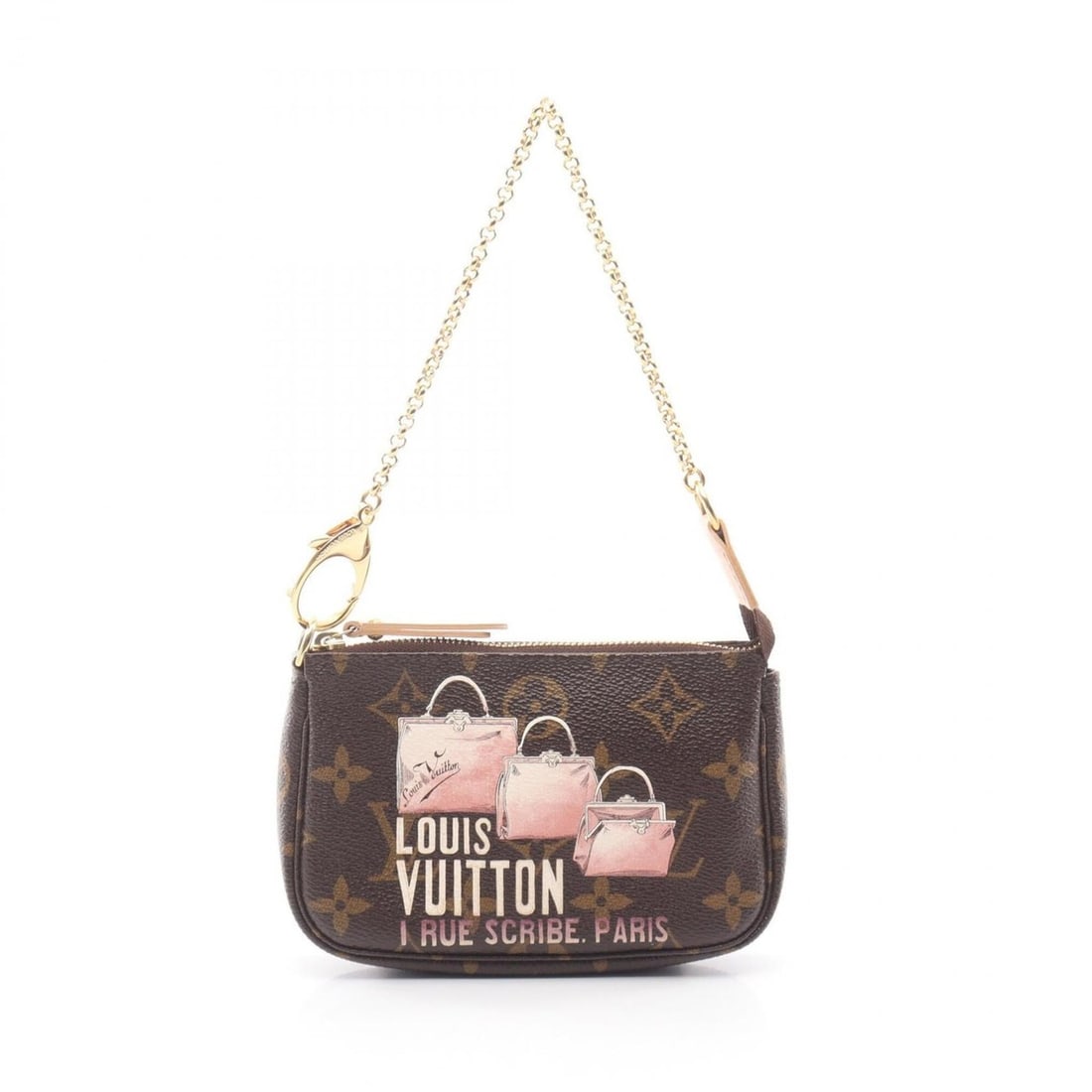 Louis Vuitton Mini Pochette Accessoires Monogram Handbag, Coated Canvas and Leather, Pattern,: --- Catalog ---Category: SizeSize (HxWxD): 10cm x 14cm x 3cm / 3.93'' x 5.51'' x 1.18''Category: DesignType: Handbag, PochetteColor: Brown, Multi-colorGender: WomenMaterial: Monogram , Coated canvas ,
