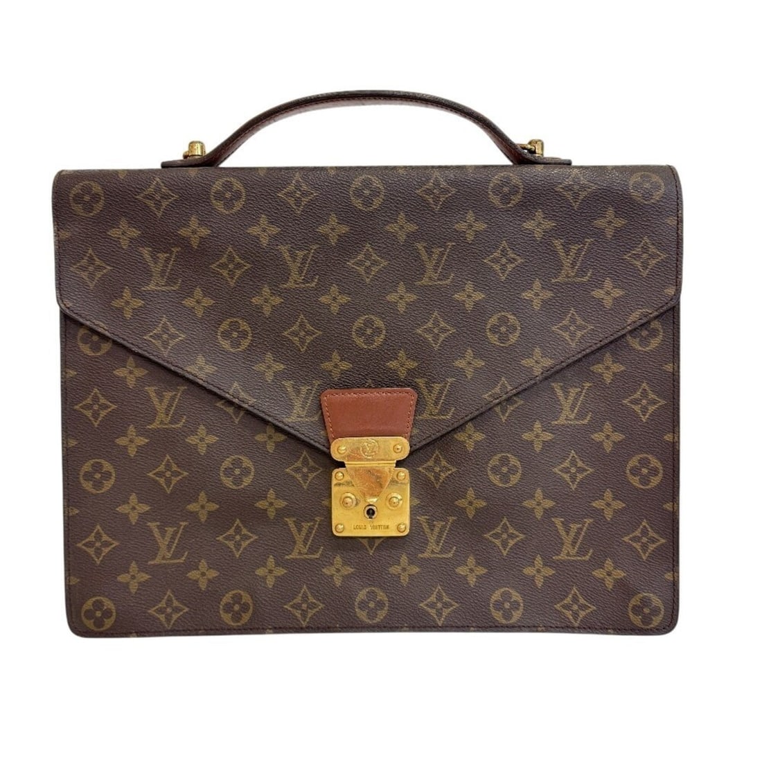 LOUIS VUITTON M53338 Monogram Canvas Bag Brown: --- Catalog ---Category: SizeSize (HxWxD): 27cm x 35.5cm x 4cm / 10.62'' x 13.97'' x 1.57''Handle Length: 4cm / 1.57''Category: DesignType: BriefcaseColor: BrownGender: Men,WomenMaterial: Monogram