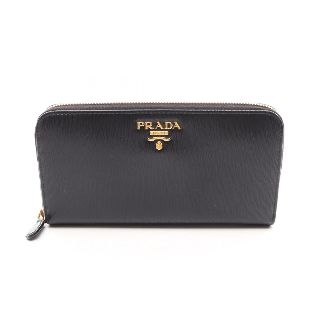 Prada PRADA Round Long Wallet, Leather, Women's, Black (1 of 9)