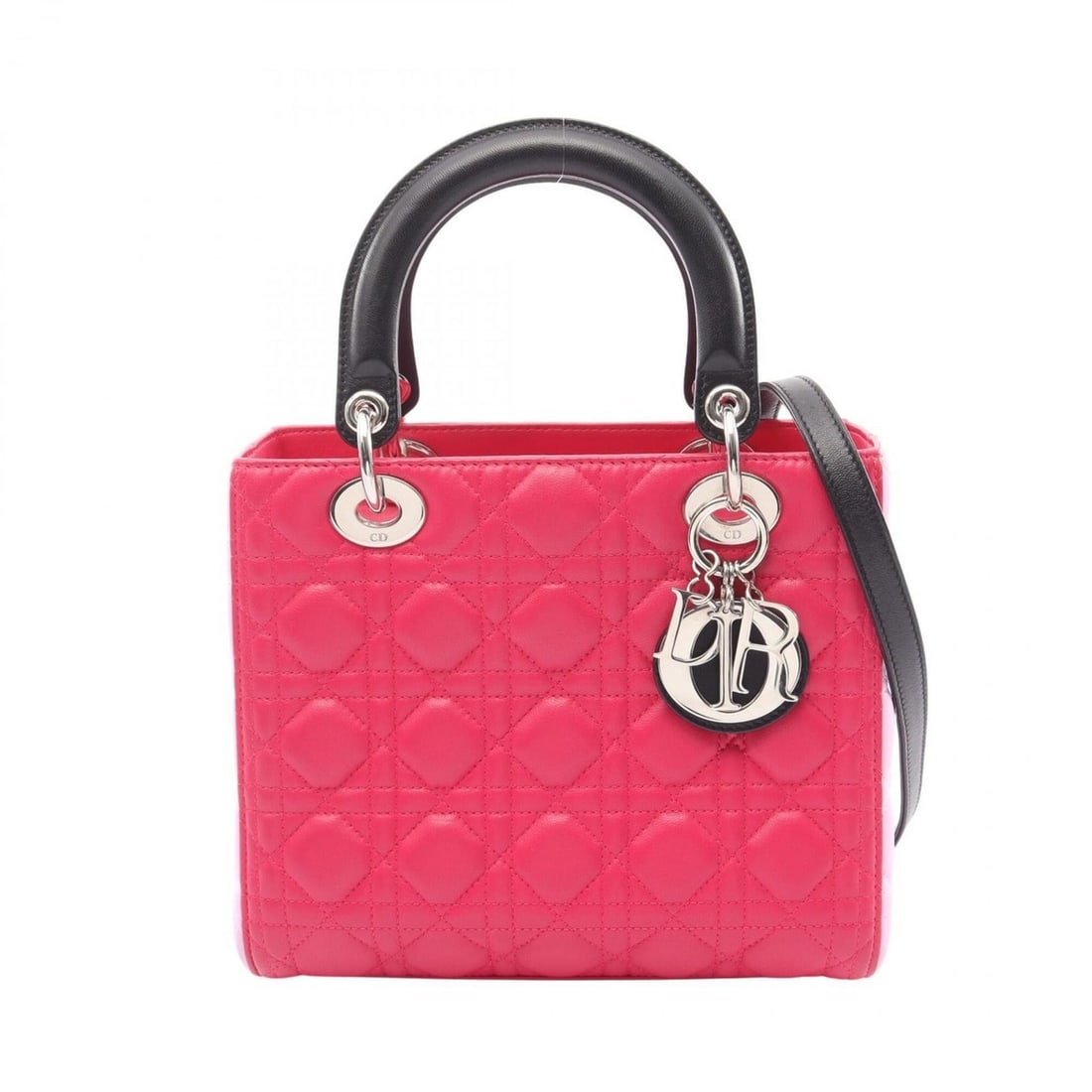 Christian Dior Dior LADY DIOR Cannage 2-Way Handbag, Leather, Women's, Pink, Purple, Black: --- Catalog ---Category: SizeSize (HxWxD): 20cm x 24cm x 11cm / 7.87'' x 9.44'' x 4.33''Category: DesignType: HandbagColor: Black, Pink, PurpleGender: WomenMaterial: Leather Category: GeneralBrand: