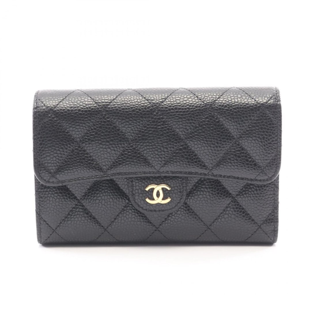 Chanel Matelassé Tri-fold Wallet, Caviar Leather (Grained Calfskin), Women's, Black, AP0232: --- Catalog ---Category: SizeSize (HxWxD): 10cm x 15cm x 3cm / 3.93'' x 5.9'' x 1.18''Category: DesignType: Middle wallet (tri-fold)Color: BlackGender: WomenMaterial: Grained Calfskin Category: