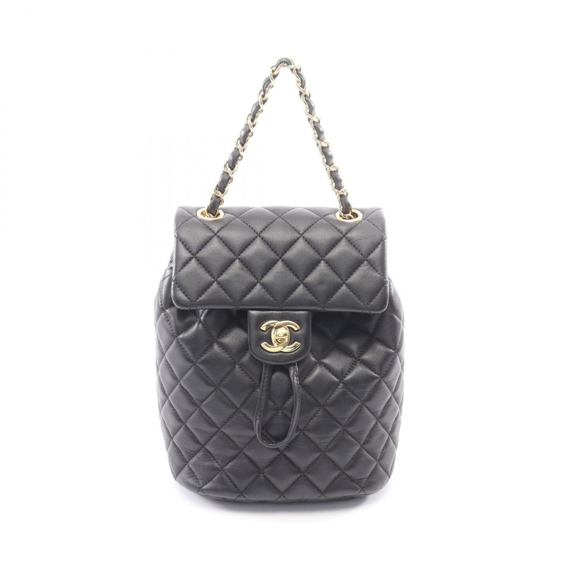 Chanel Matelassé Backpack/Handbag, Lambskin Leather, Women's, Black: --- Catalog ---Category: SizeSize (HxWxD): 20cm x 15cm x 9cm / 7.87'' x 5.9'' x 3.54''Category: DesignType: BackpackColor: BlackGender: WomenMaterial: Leather Leather/Fur Type: LambskinCategory: