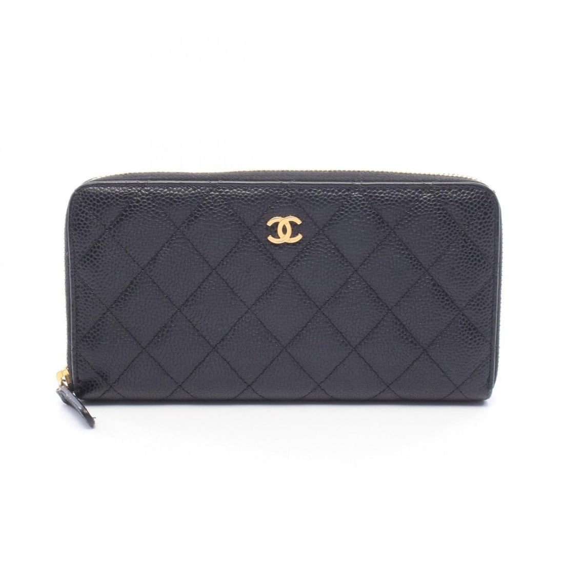 Chanel Matelassé Round Long Wallet, Caviar Leather (Grained Calfskin), Women's, Black: --- Catalog ---Category: SizeSize (HxWxD): 10.5cm x 19cm x 2cm / 4.13'' x 7.48'' x 0.78''Category: DesignType: Long wallet (bi-fold)Color: BlackGender: WomenMaterial: Grained Calfskin Category: