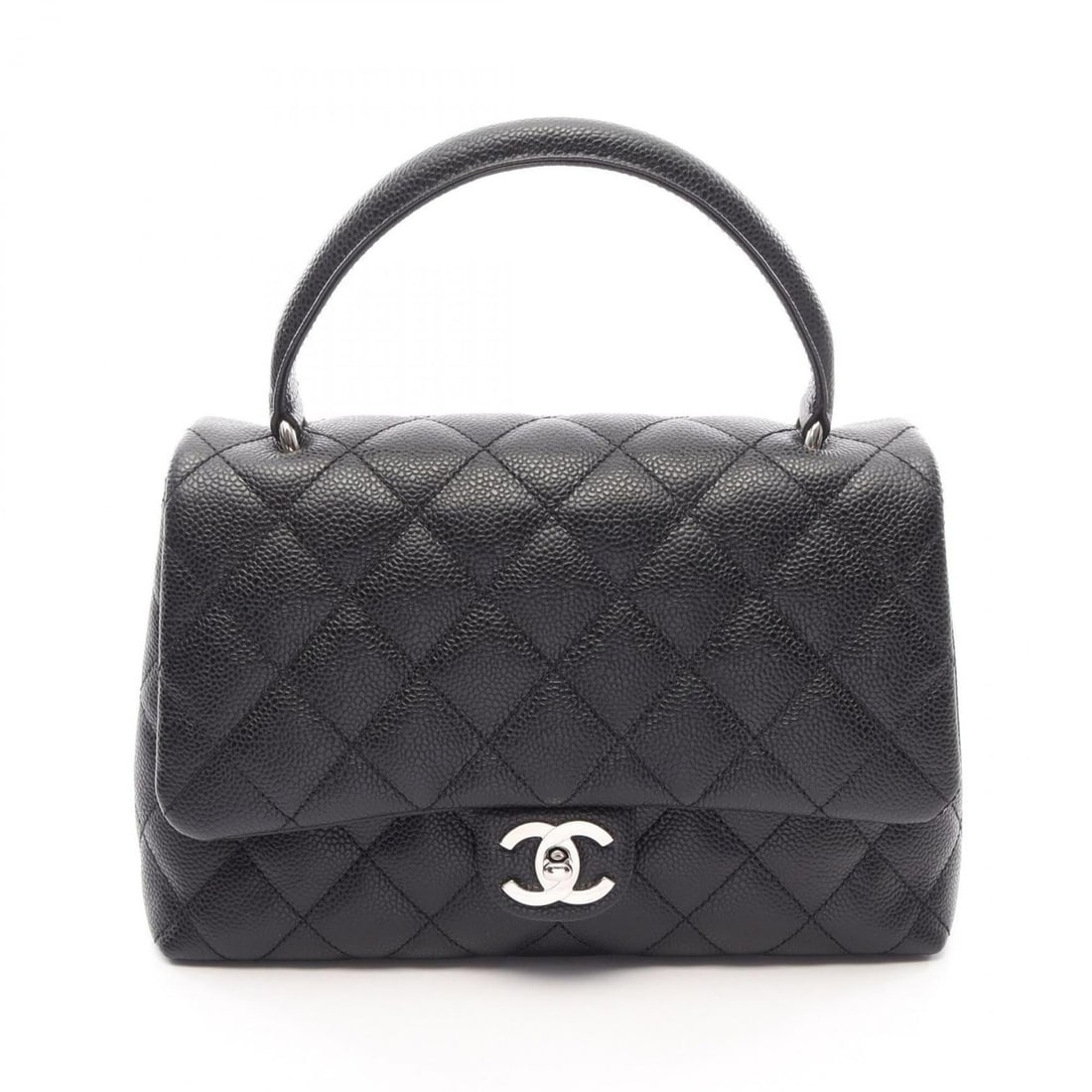 Chanel Matelassé Top Handle Handbag, Caviar Leather (Grained Calfskin), Women's, Black: --- Catalog ---Category: SizeSize (HxWxD): 17cm x 26cm x 9.5cm / 6.69'' x 10.23'' x 3.74''Category: DesignType: HandbagColor: BlackGender: WomenMaterial: Grained Calfskin Category: GeneralBrand:
