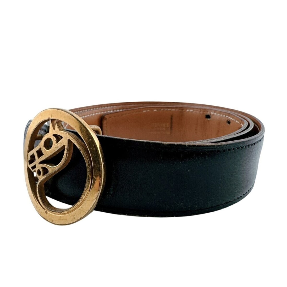 HERMES Hermes Paddock Cheval Buckle Horse Belt Black: --- Catalog ---Category: SizeWidth: 2.1cm / 0.82''Length: 87.5cm - 91.5cm / 34.44'' - 36.02''Category: DesignType: Standard beltColor: Black, BrownGender: MenSeason: VintageMaterial (Strap): Leather