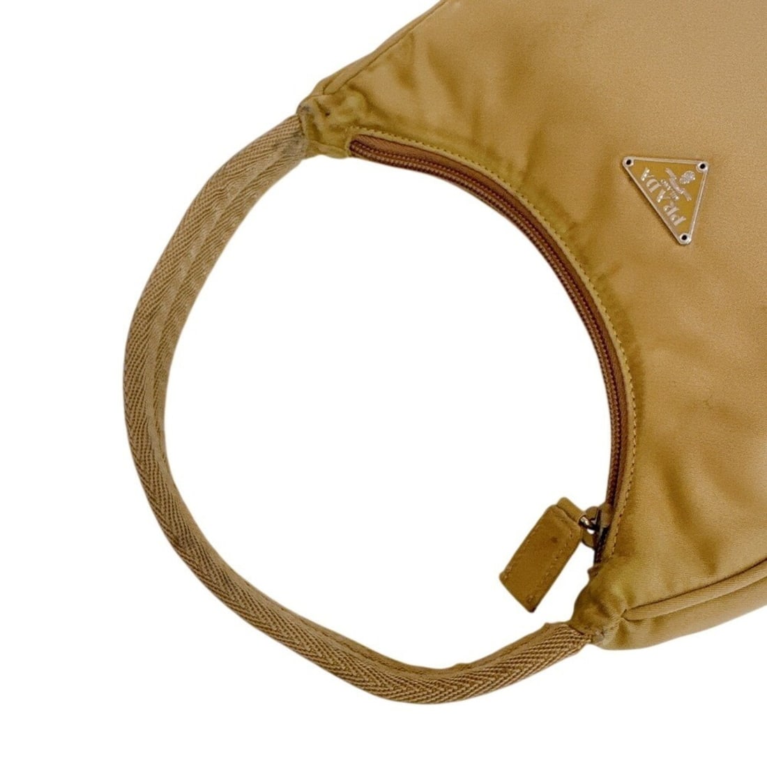 PRADA Triangle Nylon Pouch, Beige - 3