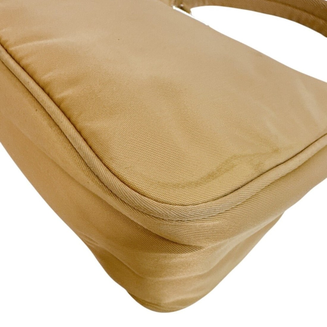 PRADA Triangle Nylon Pouch, Beige - 5