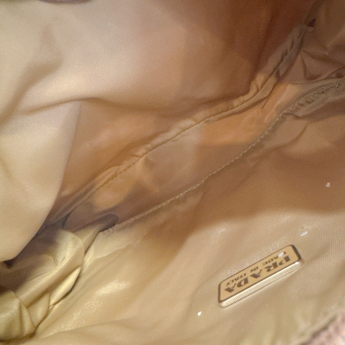 PRADA Triangle Nylon Pouch, Beige - 7