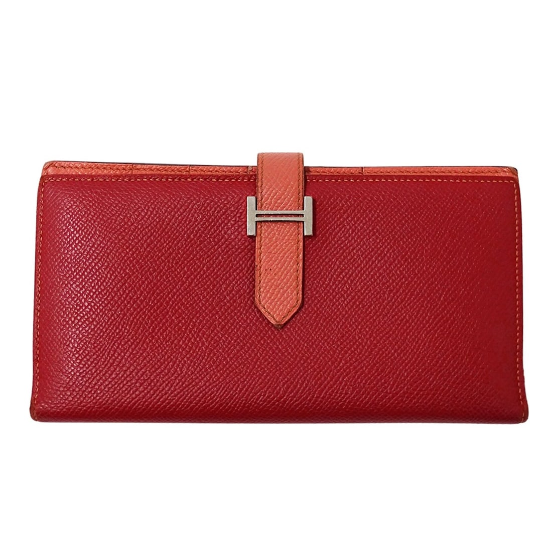 Hermes HERMES Women's Wallet Brand Long Bearn Soufflé Veau Epsom Rouge Casaque Flamingo Silver: --- Catalog ---Category: SizeSize (HxWxD): 9cm x 17.5cm x 1.5cm / 3.54'' x 6.88'' x 0.59''Category: DesignColor: Pink, Red color, Rouge casaque, SoufreGender: WomenMaterial: Epsom leather Category: Ge