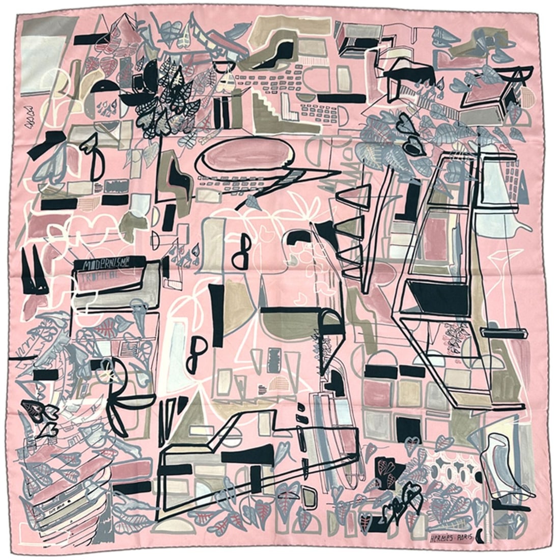 Hermes scarf/muffler, Carre 90, MODERNISME TROPICAL, Tropical Modernism, women's, brand, silk, pink,: --- Catalog ---Category: SizeSize (LxW): 90cm x 90cm / 35.43'' x 35.43''Category: DesignType: ScarfColor: Multi-color, PinkGender: WomenMaterial: Silk Category: GeneralBrand: HermesCountry of Origin: 