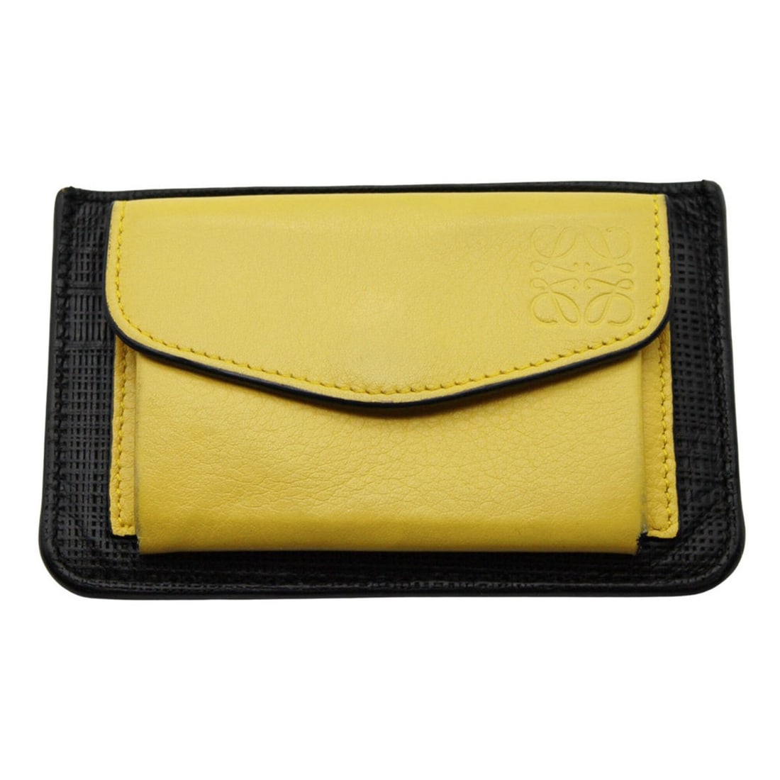 LOEWE wallet for women and men, brand name, Anagram design, leather fragment case, yellow coin: --- Catalog ---Category: SizeSize (HxWxD): 7.5cm x 12cm x 1cm / 2.95'' x 4.72'' x 0.39''Category: DesignType: Coin purse/coin caseColor: YellowGender: Men,WomenMaterial: Leather Category: GeneralBrand