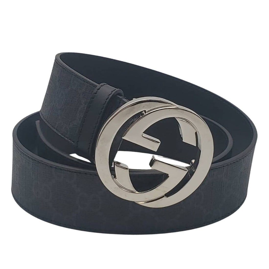 Gucci GUCCI Men's Belt, Brand Leather, Interlocking GG Supreme, Black, Silver Hardware, 411924: --- Catalog ---Category: SizeLength: 100cm / 39.36''Category: DesignType: Standard beltColor: BlackGender: MenMaterial (Strap): Leather Category: GeneralMPN: 411924Brand: GucciCountry of Origin: Italy