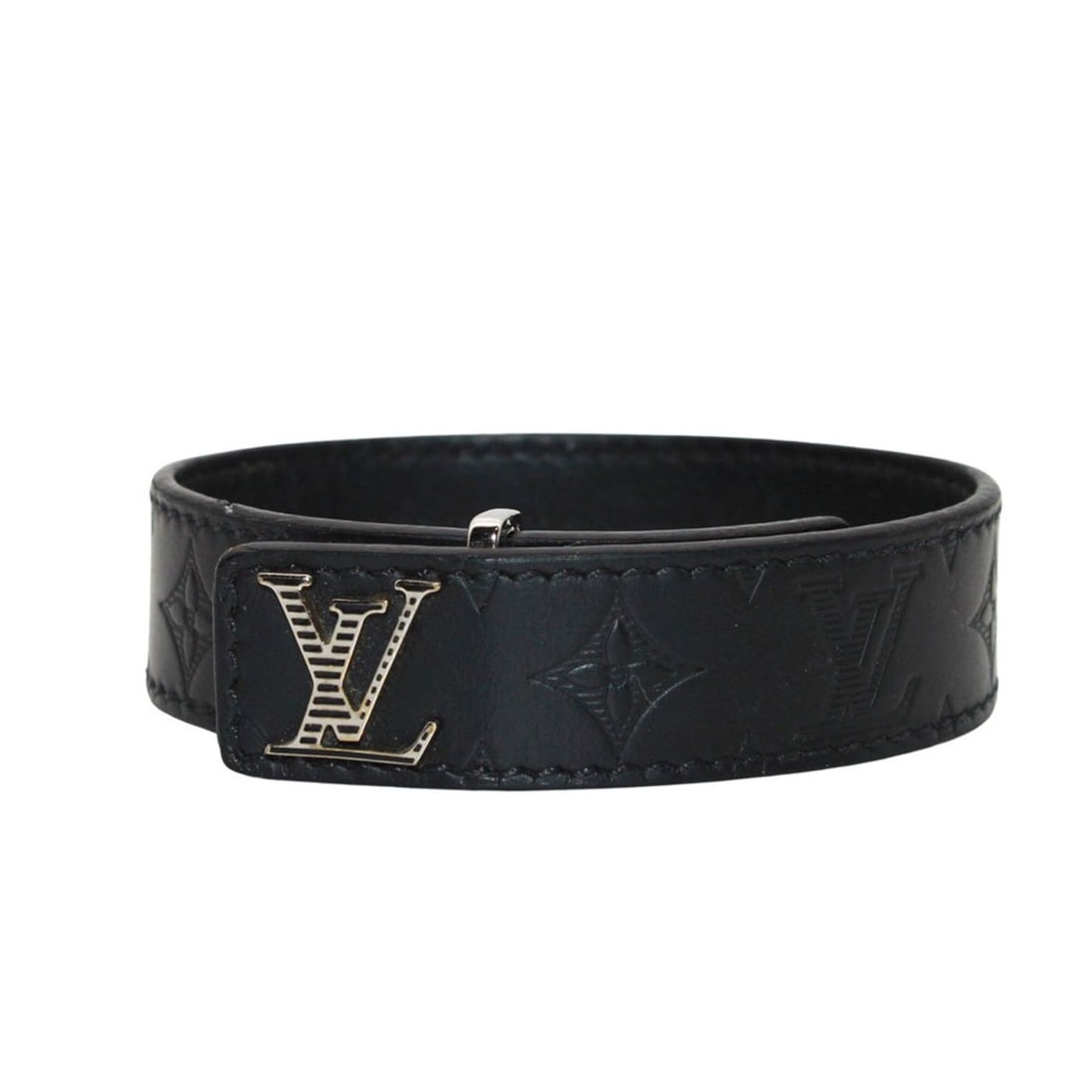 Louis Vuitton LOUIS VUITTON Men's Bracelet, Brand Leather, Slim, Shadow, Black Silver, M4165E, Size: --- Catalog ---Category: SizeLength: 25cm / 9.84''Category: DesignType: Charm braceletColor: BlackGender: MenMaterial: LeatherCategory: GeneralMPN: M4165E / BC1215Brand: Louis VuittonCountry of Origin