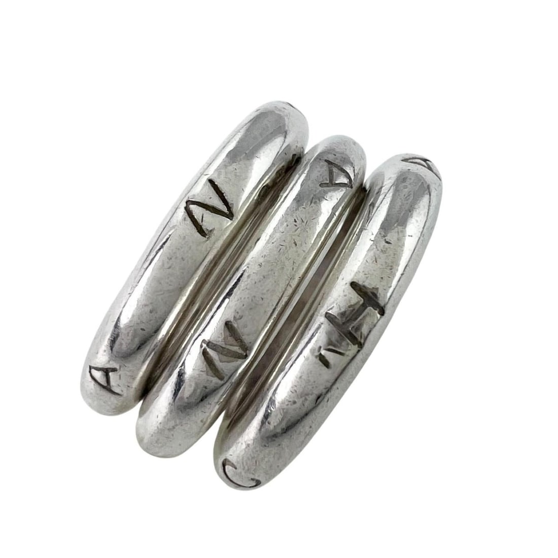 CHANEL Triple Logo Ring, SV925 Silver, Women's: --- Catalog ---Category: SizeJP Size: 13US Size: 6.5Category: DesignType: Band ringColor: SilverGender: WomenMaterial: Silver 925Category: GeneralBrand: ChanelCountry of Origin: France--- Item List --