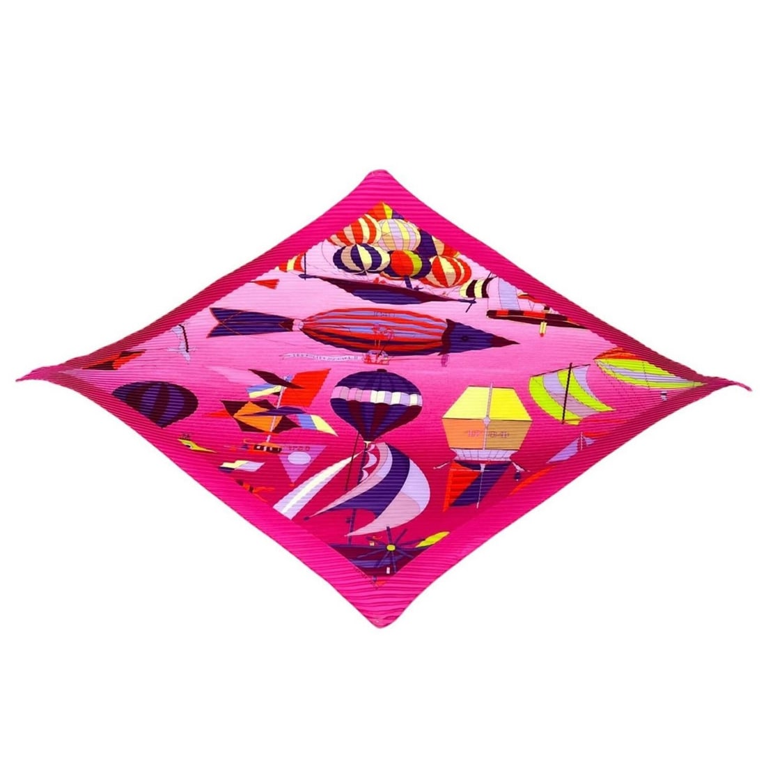 HERMES Hermes Pleated Scarf Les Folies du Ciel (The Madness of the Sky) Silk Scarf/Muffler Pink: --- Catalog ---Category: SizeSize (LxW): 45.5cm x 1.32m / 17.91'' x 51.96''Category: DesignType: ScarfColor: PinkGender: WomenMaterial: Silk Category: GeneralBrand: HermesCountry of Origin: France--- 