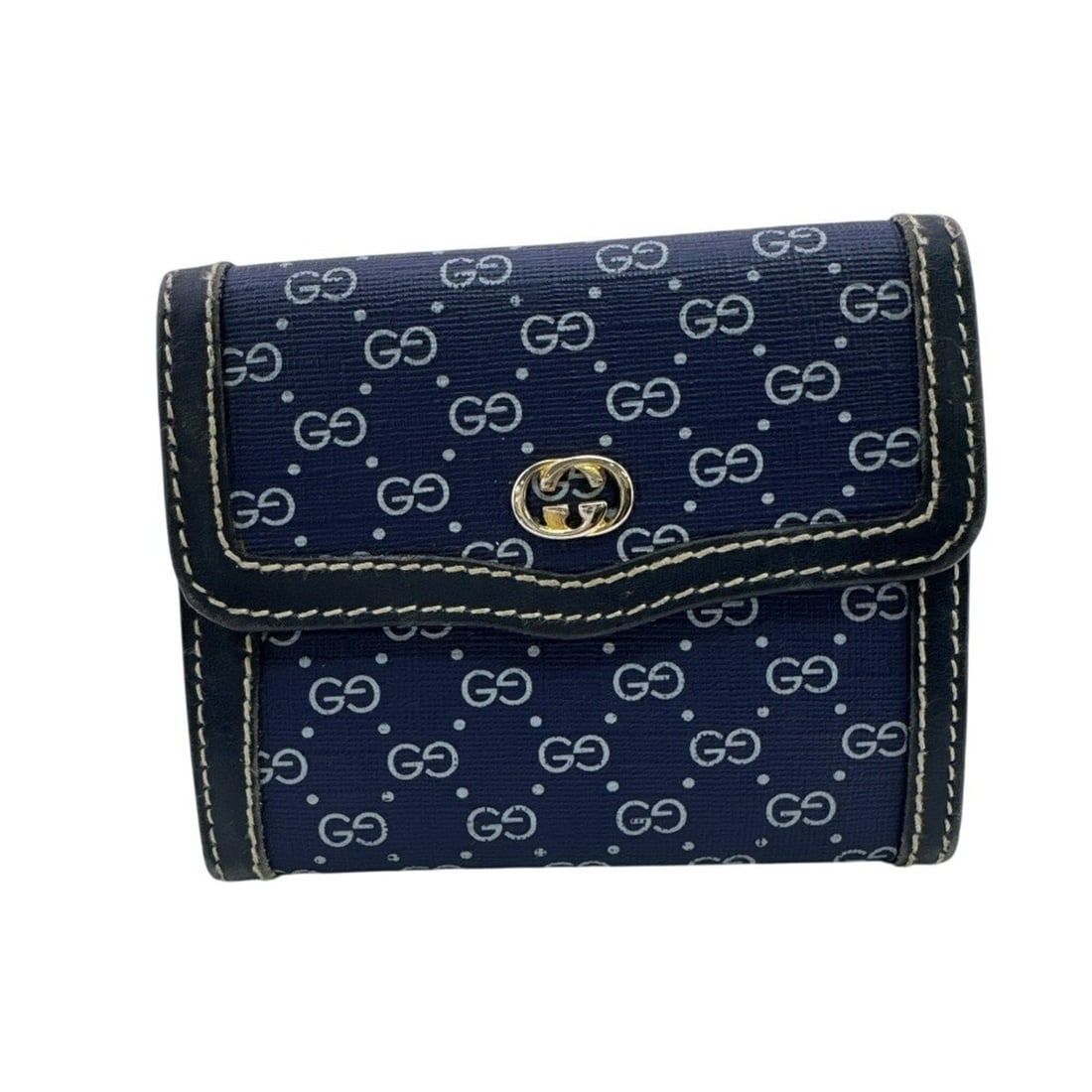 GUCCI Micro GG PVC Bi-fold Wallet, Navy: --- Catalog ---Category: SizeSize (HxWxD): 8.5cm x 10cm / 3.34'' x 3.93''Category: DesignType: Wallet (bi-fold)Color: NavyGender: WomenMaterial: PVC Category: GeneralLine: MicroGuccissimaBrand: