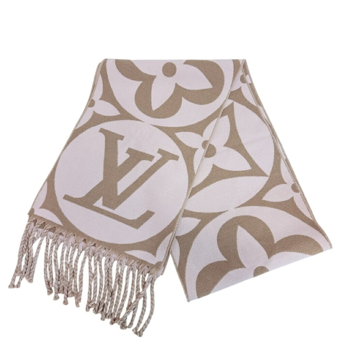 LOUIS VUITTON M79213 Scarf - LV Medallion Scarf, Beige: --- Catalog ---Category: SizeSize (LxW): 1.8m / 70.86''Category: DesignType: StoleColor: BeigeGender: WomenMaterial: Wool Category: GeneralBrand: Louis Vuitton--- Item List ---Section: