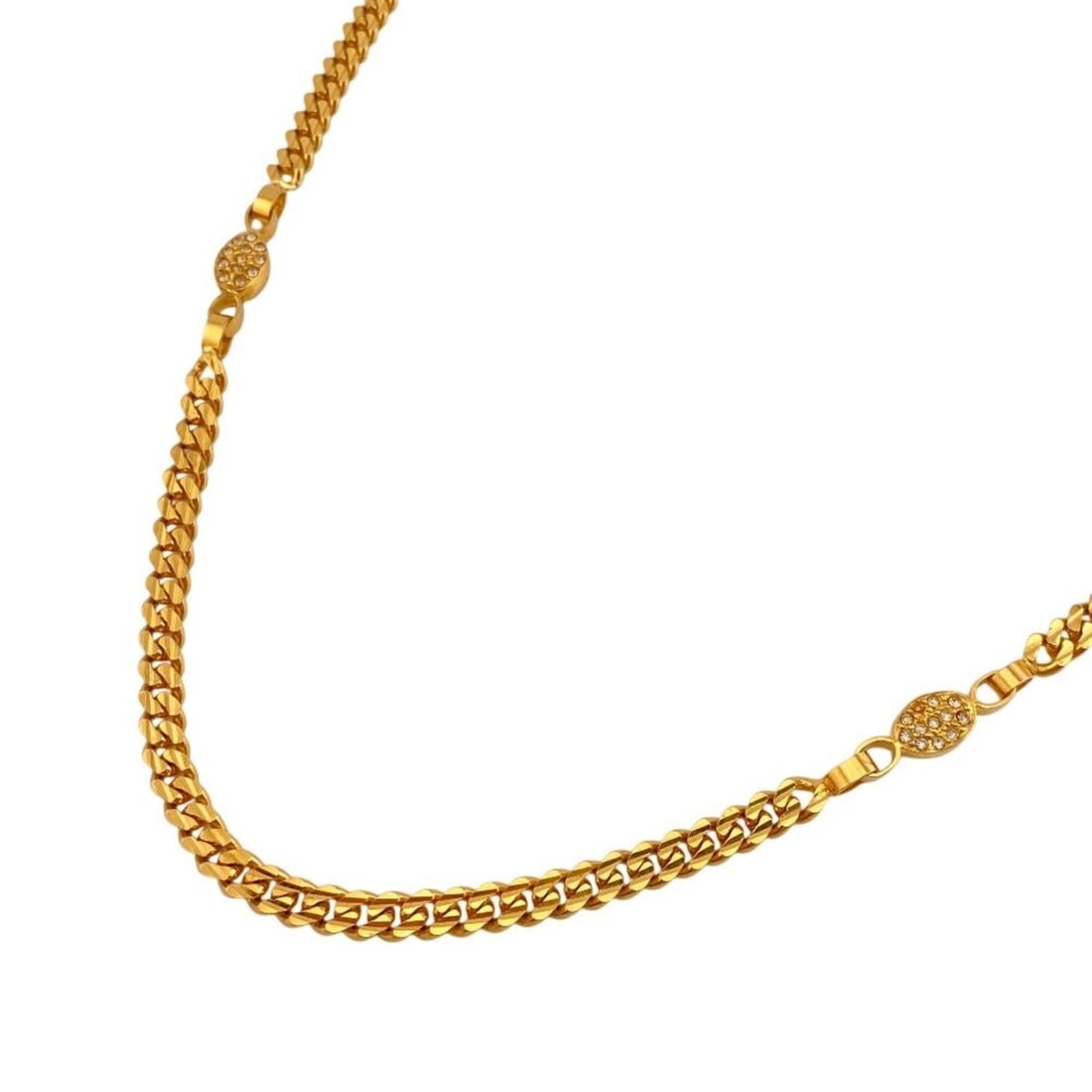 CELINE Celine Taurillon Off Rhinestone GP Necklace Gold: --- Catalog ---Category: SizeNeck Circumference: 44 cm / 17.32''Category: DesignColor: GoldStone: RhinestoneGender: WomenNecklace Type: NecklaceCategory: GeneralBrand: Celine--- Item List ---Section: 