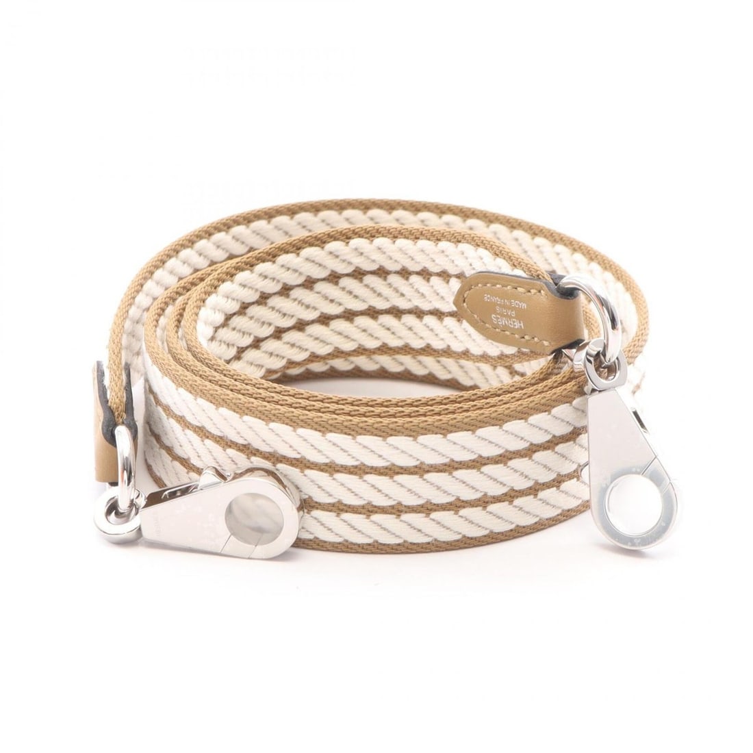 Hermes Bandoulière Sangle Cordage Beige Malfa Gris Perle Shoulder Strap Accessory, Toile Veau Swift: --- Catalog ---Category: SizeSize (HxWxD): 94cm x 2.5cm / 37'' x 0.98''Category: DesignType: StrapColor: BeigeGender: WomenMaterial: Swift leatherCategory: GeneralBrand: Hermes--- Item List ---Section