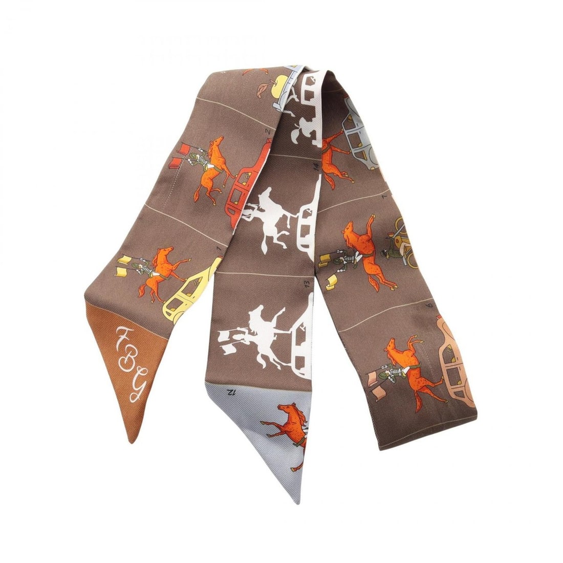 Hermes Twilly HERMES PARADE Ribbon Scarf Muffler Silk Women's Brown Multicolor: --- Catalog ---Category: SizeSize (LxW): 85cm x 5cm / 33.46'' x 1.96''Category: DesignType: ScarfColor: Brown, Multi-colorGender: WomenMaterial: Silk Category: GeneralBrand: Hermes--- Item List ---Sec