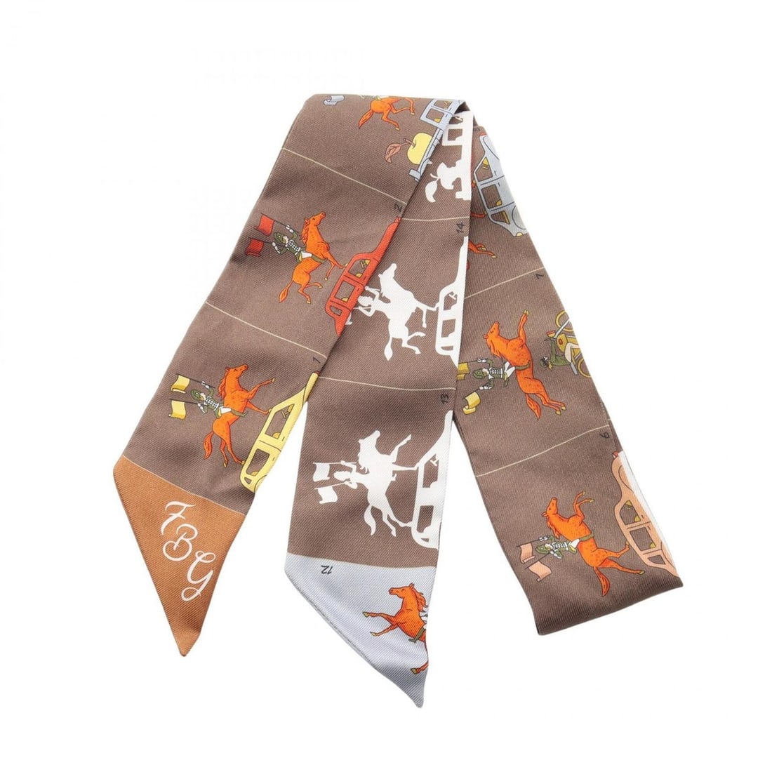Hermes Twilly HERMES PARADE Ribbon Scarf Muffler Silk Women's Brown Multicolor: --- Catalog ---Category: SizeSize (LxW): 85cm x 5cm / 33.46'' x 1.96''Category: DesignType: ScarfColor: Brown, Multi-colorGender: WomenMaterial: Silk Category: GeneralBrand: Hermes--- Item List ---Sec
