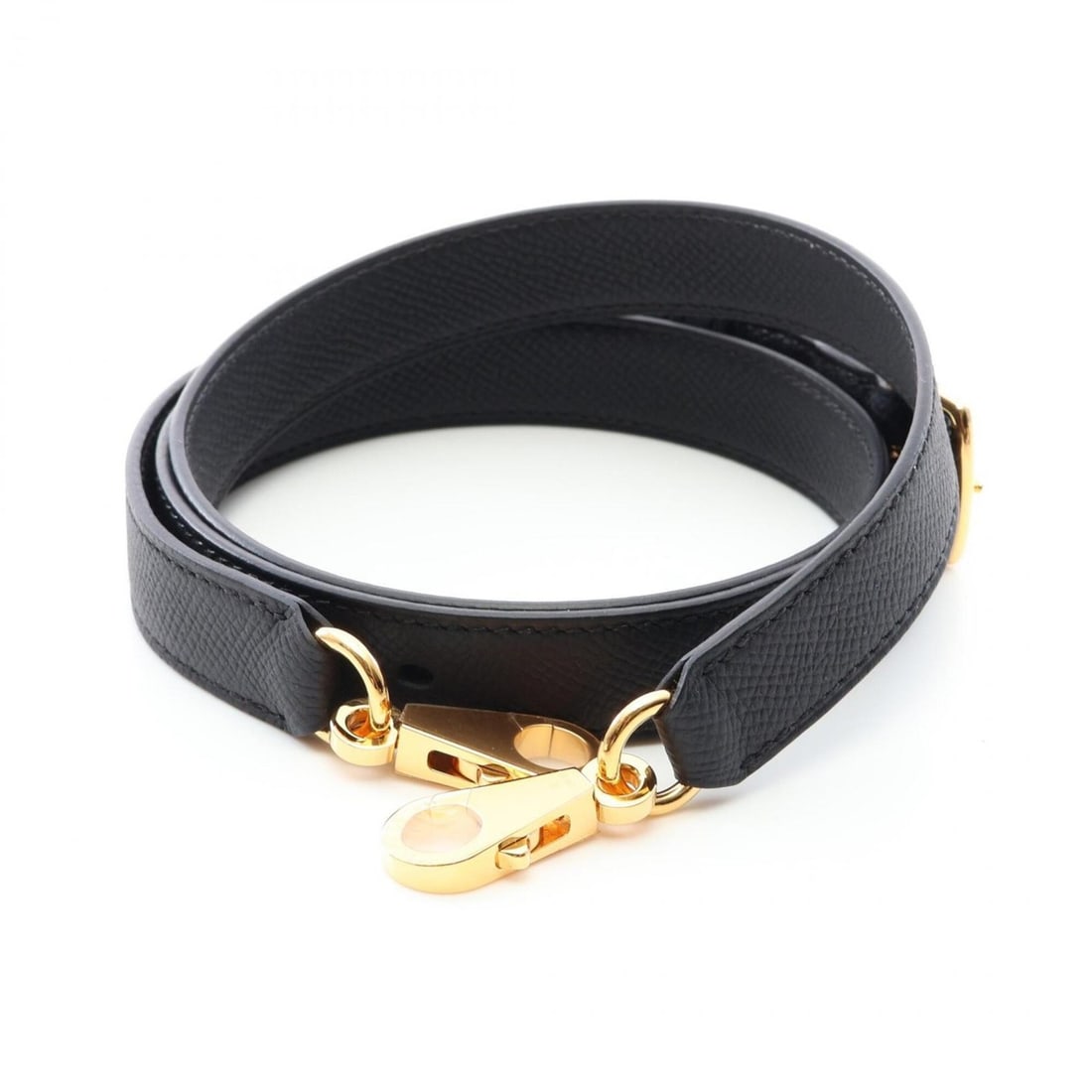 Hermes shoulder strap accessory, made of Veau Epsom leather, black, for women. (1 of 11)