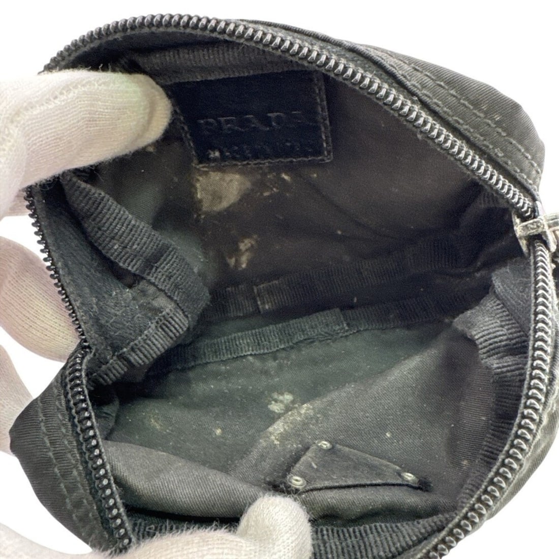 PRADA Triangle Nylon Pouch, Black - 7