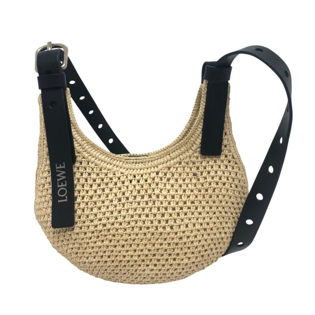 LOEWE APNCPHHX02 Punch Hole Hobo Mini Straw Bag Shoulder Raffia Women's Natural Black Beige: --- Catalog ---Category: SizeSize (HxWxD): 17cm x 28cm x 9cm / 6.69'' x 11.02'' x 3.54''Strap Length: 97cm / 38.18''Category: DesignType: Shoulder bagColor: BlackGender: WomenMaterial: Raffia
