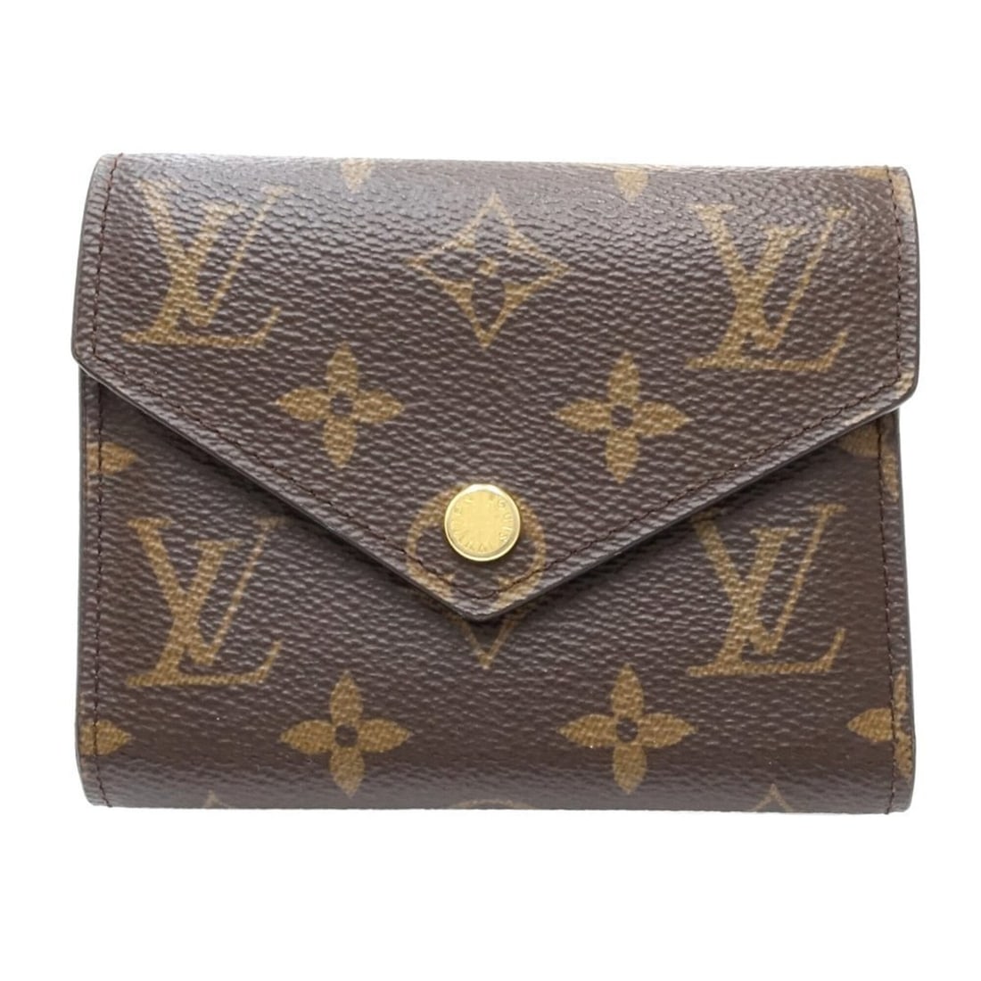 LOUIS VUITTON Monogram Tri-fold Wallet M62472 Portefeuille Victorine Brown Women's 182284: --- Catalog ---Category: SizeSize (HxWxD): 9.5cm x 12cm x 3cm / 3.74'' x 4.72'' x 1.18''Category: DesignType: Wallet (tri-fold)Color: BrownGender: WomenMaterial: Monogram , Canvas Category: GeneralLin