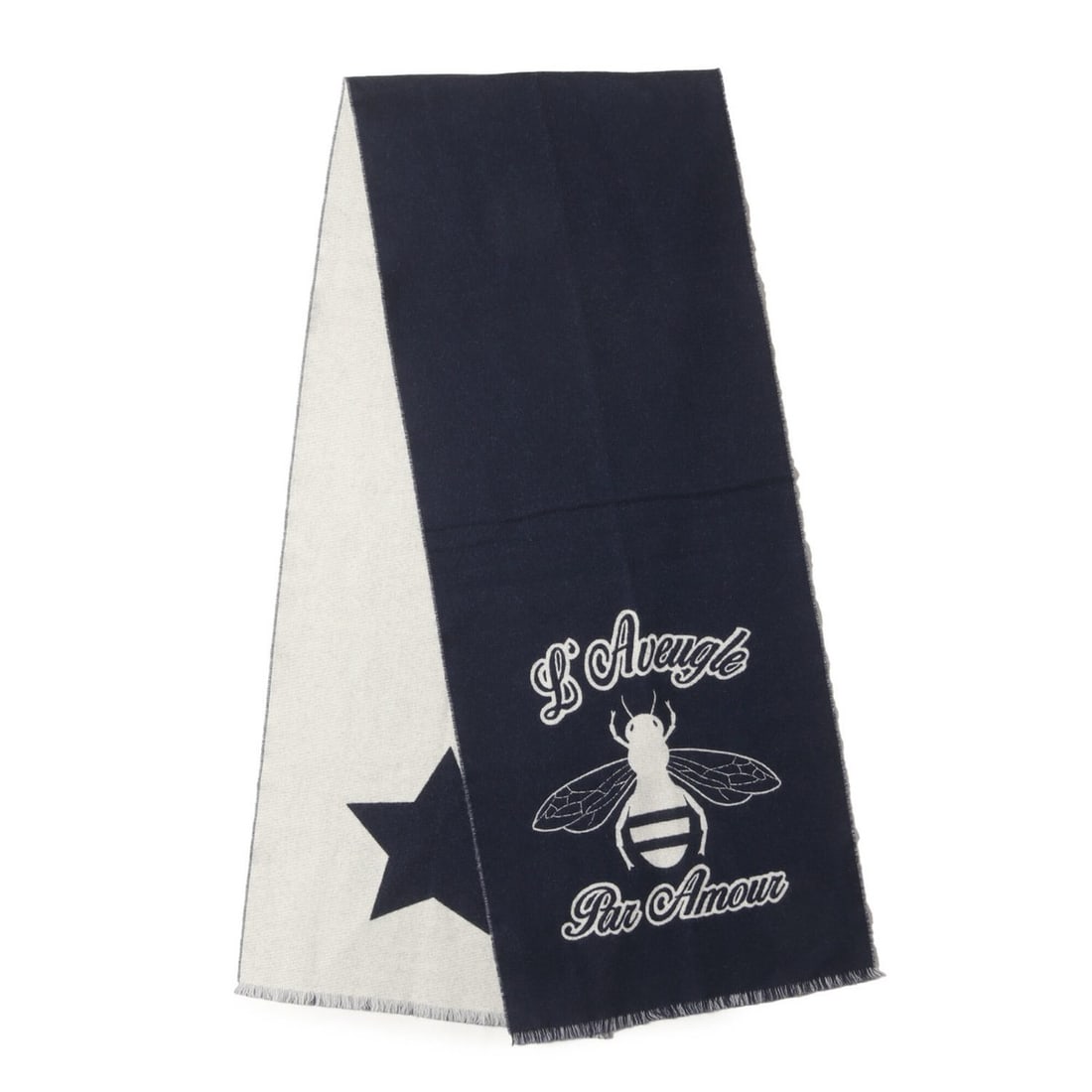 GUCCI scarf, 21AW, Bee Star design, wool, 452465 4G200 4278, navy and white, size: 35 x 180 cm,: --- Catalog ---Category: SizeSize (LxW): 1.8m x 35cm / 70.86'' x 13.77''Category: DesignType: ShawlColor: Navy, WhiteGender: MenSeason: Fall/winterMaterial: Wool Category: GeneralBrand: GucciCountry o