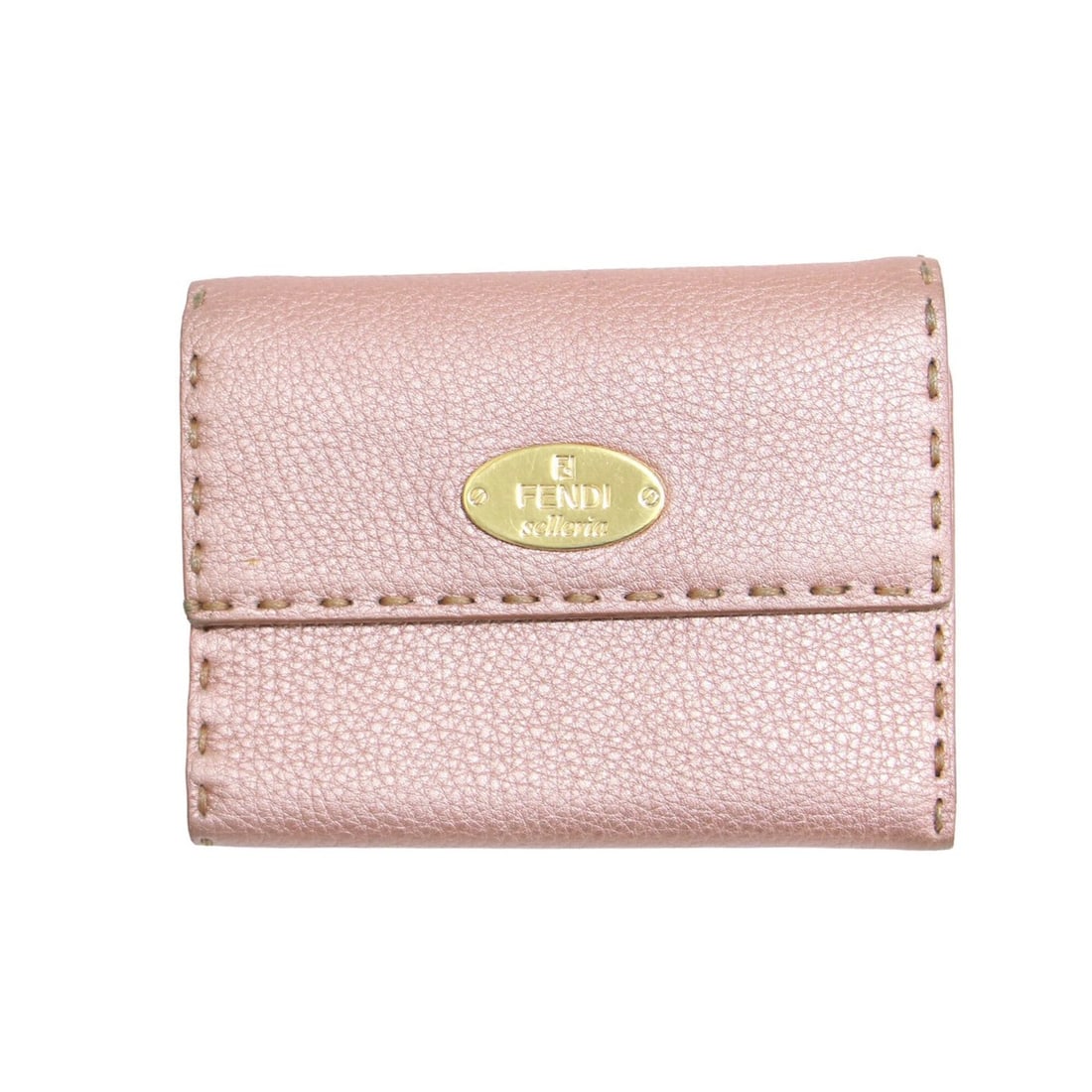FENDI Selleria Leather Mini Wallet, Tri-fold Stitched, Pink, Women's: --- Catalog ---Category: SizeSize (HxWxD): 10cm x 12.5cm / 3.93'' x 4.92''Category: DesignType: Wallet (tri-fold)Color: PinkGender: WomenMaterial: Leather Category: GeneralBrand: FendiCountry of Origi