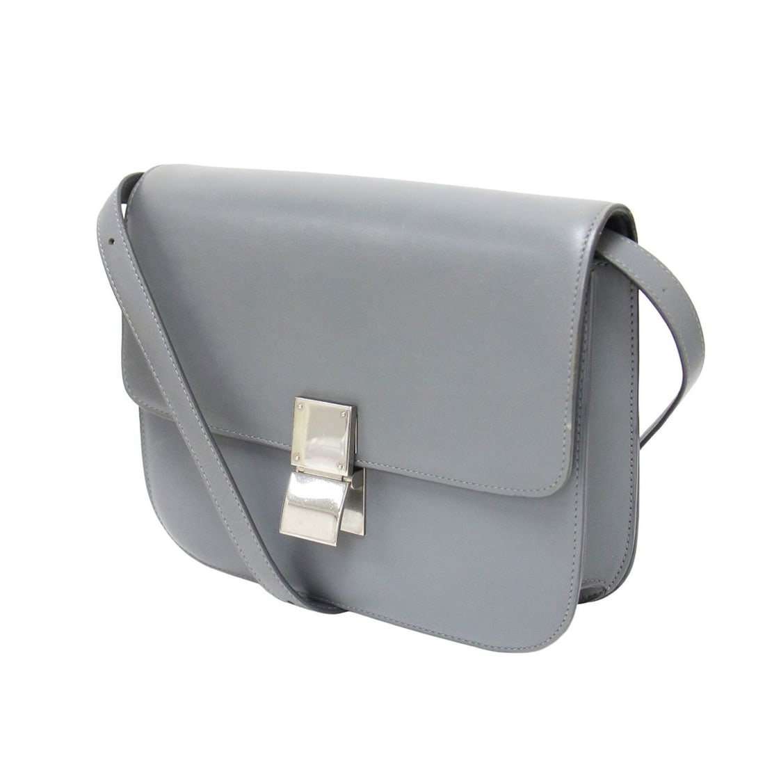 CELINE Classic Box Shoulder Bag, Crossbody Flap Leather Phoebe Philo Era, Grey, Women's: --- Catalog ---Category: SizeSize (HxWxD): 19.5cm x 24cm x 5.5cm / 7.67'' x 9.44'' x 2.16''Category: DesignType: Shoulder bagColor: GrayGender: WomenMaterial: Leather Category: GeneralBrand: Celine---