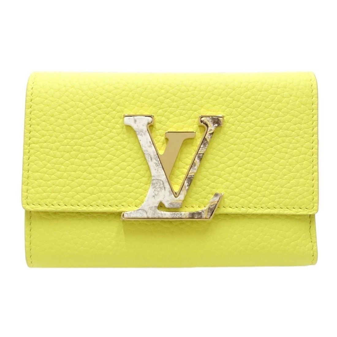 LOUIS VUITTON Tri-fold Wallet N89225 Capucines Compact Tonic Lemon Women's 182269: --- Catalog ---Category: SizeSize (HxWxD): 9cm x 13.5cm x 2.5cm / 3.54'' x 5.31'' x 0.98''Category: DesignType: Wallet (tri-fold)Color: Lemon yellowGender: WomenMaterial: Leather Category: