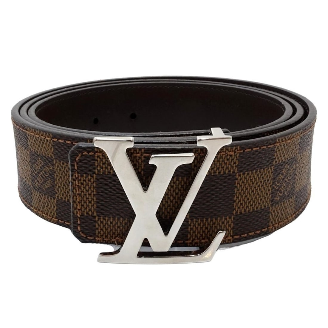 LOUIS VUITTON Damier Belt M0212Q LV Initials 40MM Reversible 110 44 Ebene Women's 182338: --- Catalog ---Category: SizeLength: 105cm - 115cm / 41.33'' - 45.27''Category: DesignType: Standard beltColor: EbeneGender: WomenMaterial (Strap): Damier Canvas Category: GeneralLine: DamierBrand: