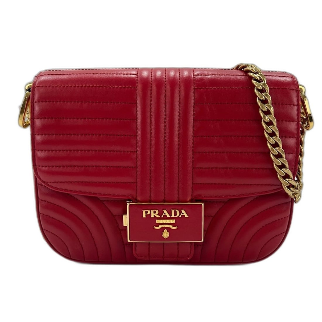 Prada Diagram Quilted Shoulder Bag, Red (1 of 15)
