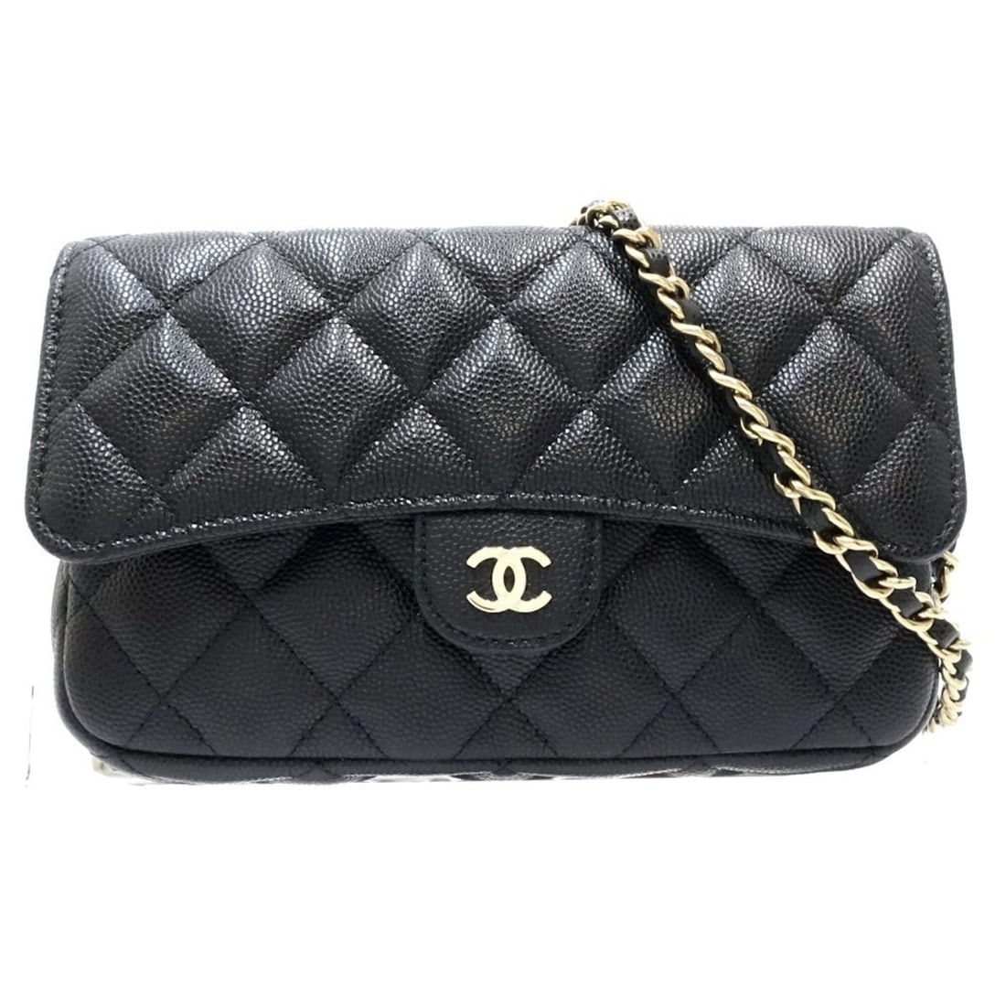 CHANEL Chain Wallet AP2096 Classic Flap Phone Case Matelassé Caviar Skin Black Women's 182312: --- Catalog ---Category: SizeSize (HxWxD): 10.5cm x 17.5cm x 6cm / 4.13'' x 6.88'' x 2.36''Category: DesignType: Chain/Shoulder walletColor: BlackGender: WomenMaterial: Grained Calfskin Category: Gene