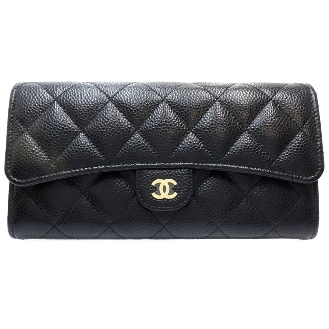 CHANEL Chanel Long Wallet AP0241 Classic Flap Matelassé Caviar Skin Black Women's 182270: --- Catalog ---Category: SizeSize (HxWxD): 10cm x 9.5cm x 4cm / 3.93'' x 3.74'' x 1.57''Category: DesignType: Long wallet (bi-fold)Color: BlackGender: WomenMaterial: Grained Calfskin Category: General