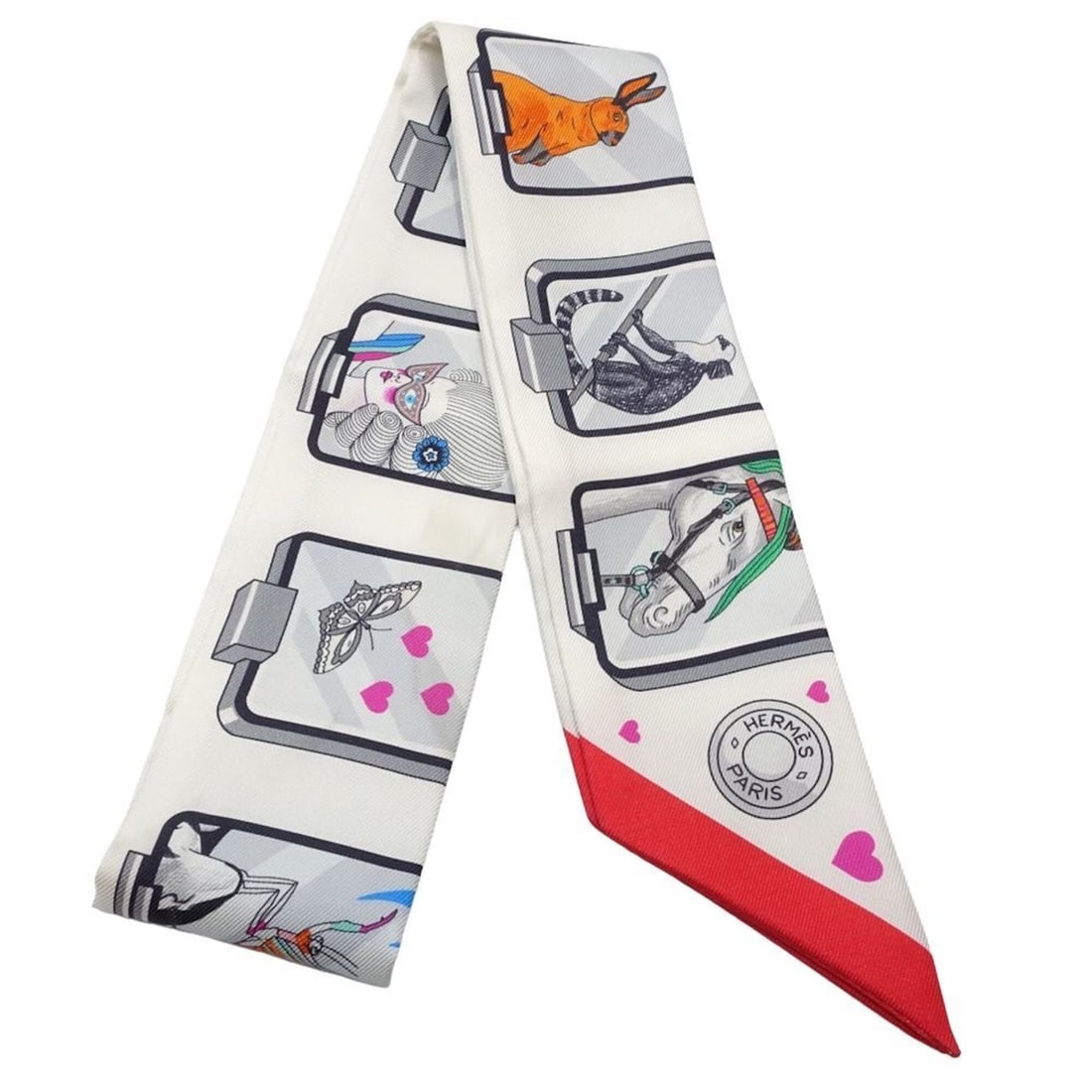 HERMES Twilly Scarf/Muffler, 2023AW Hermes Story, Silk, Multicolor, Women's, 182324: --- Catalog ---Category: SizeSize (LxW): 5cm / 1.96''Category: DesignType: ScarfColor: Gray, Multi-color, WhiteGender: WomenMaterial: Silk Category: GeneralBrand: HermesCountry of Origin: France--- It