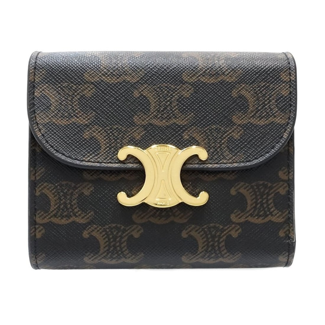 CELINE Celine Tri-fold Wallet 10D782CQH.04LU Small Flap Triomphe Canvas x Leather Brown Women's: --- Catalog ---Category: SizeSize (HxWxD): 8.5cm x 10.5cm x 4cm / 3.34'' x 4.13'' x 1.57''Category: DesignType: Wallet (tri-fold)Color: BrownGender: WomenMaterial: Canvas , Leather Category: GeneralMP