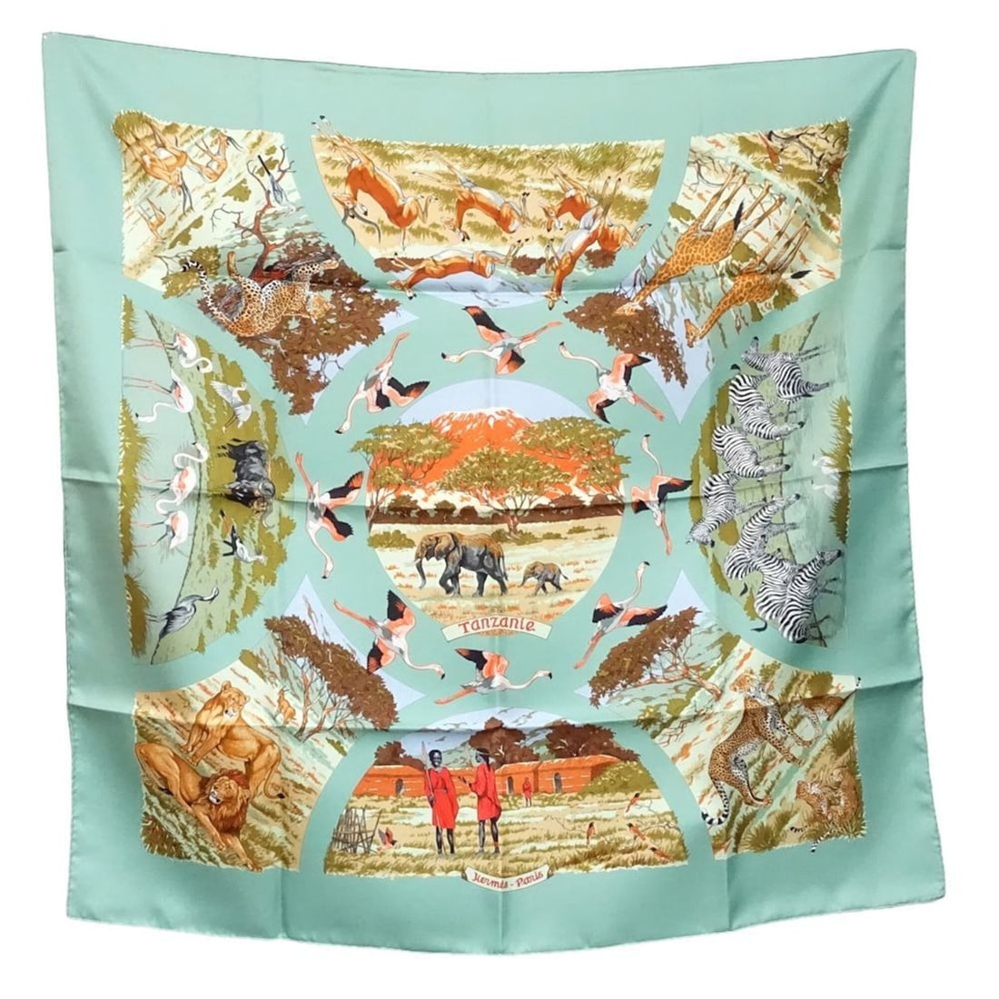 HERMES scarf/muffler, Carre 90, Tanzania silk, multicolor, women's, 182333 (1 of 13)