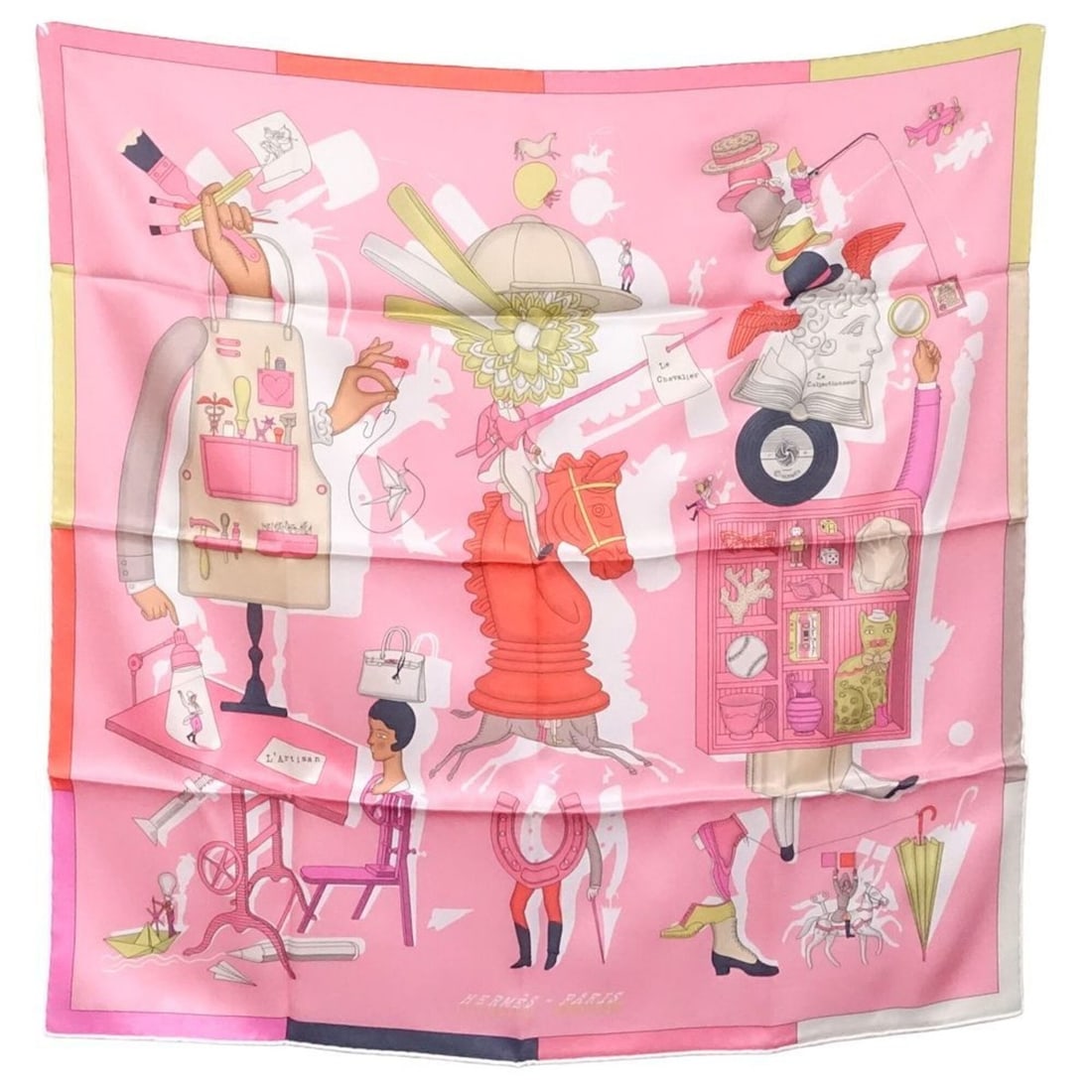 HERMES scarf/muffler, Carre 70, "Magnificent Illusion," silk, multicolor, women's, 182331: --- Catalog ---Category: SizeSize (LxW): 65cm x 65cm / 25.59'' x 25.59''Category: DesignType: ScarfColor: Multi-color, PinkGender: WomenMaterial: Silk Category: GeneralBrand: HermesCountry of Origin: 