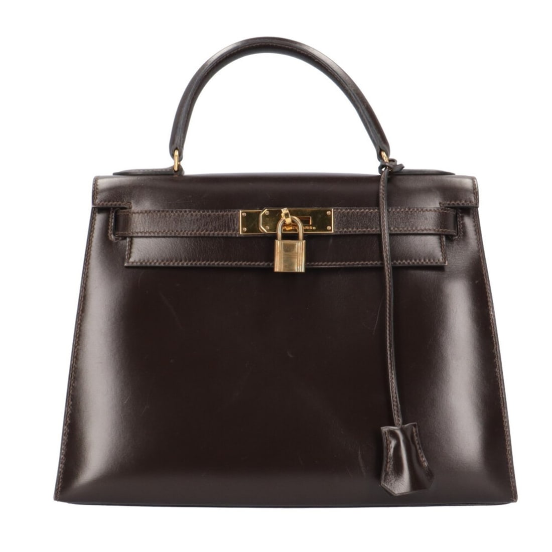Hermes Kelly 28 Handbag, Box Calf Leather, Brown, Women's HERMES: --- Catalog ---Category: SizeSize (HxWxD): 20.5cm x 29cm x 11cm / 8.07'' x 11.41'' x 4.33''Category: DesignType: HandbagColor: Brown, Dark brownGender: WomenMaterial: Box calf leather Category: Genera