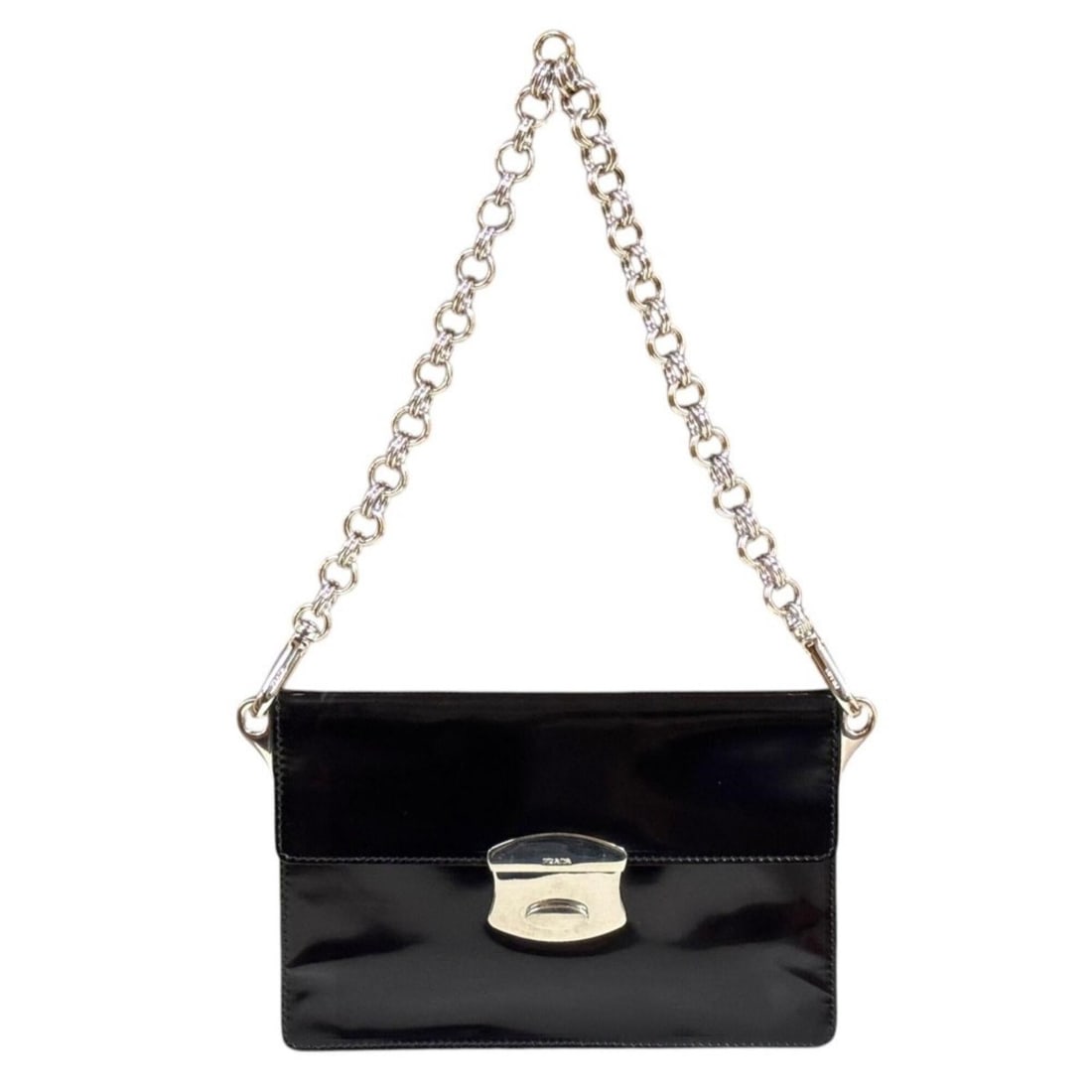 Prada Shoulder Bag, Enamel 1N1172 Black, Women's, PRADA 2-way Chain: --- Catalog ---Category: SizeSize (HxWxD): 13cm x 20cm / 5.11'' x 7.87''Category: DesignType: Shoulder bagColor: Black, NeroGender: WomenMaterial: Leather Leather/Fur Type: Enamel LeatherCategory: Gen