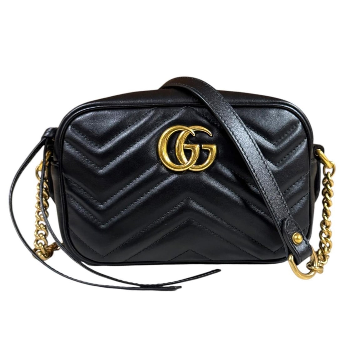 Gucci GG Marmont Shoulder Bag, Leather 448065, Black, Women's, GUCCI Chain (1 of 13)
