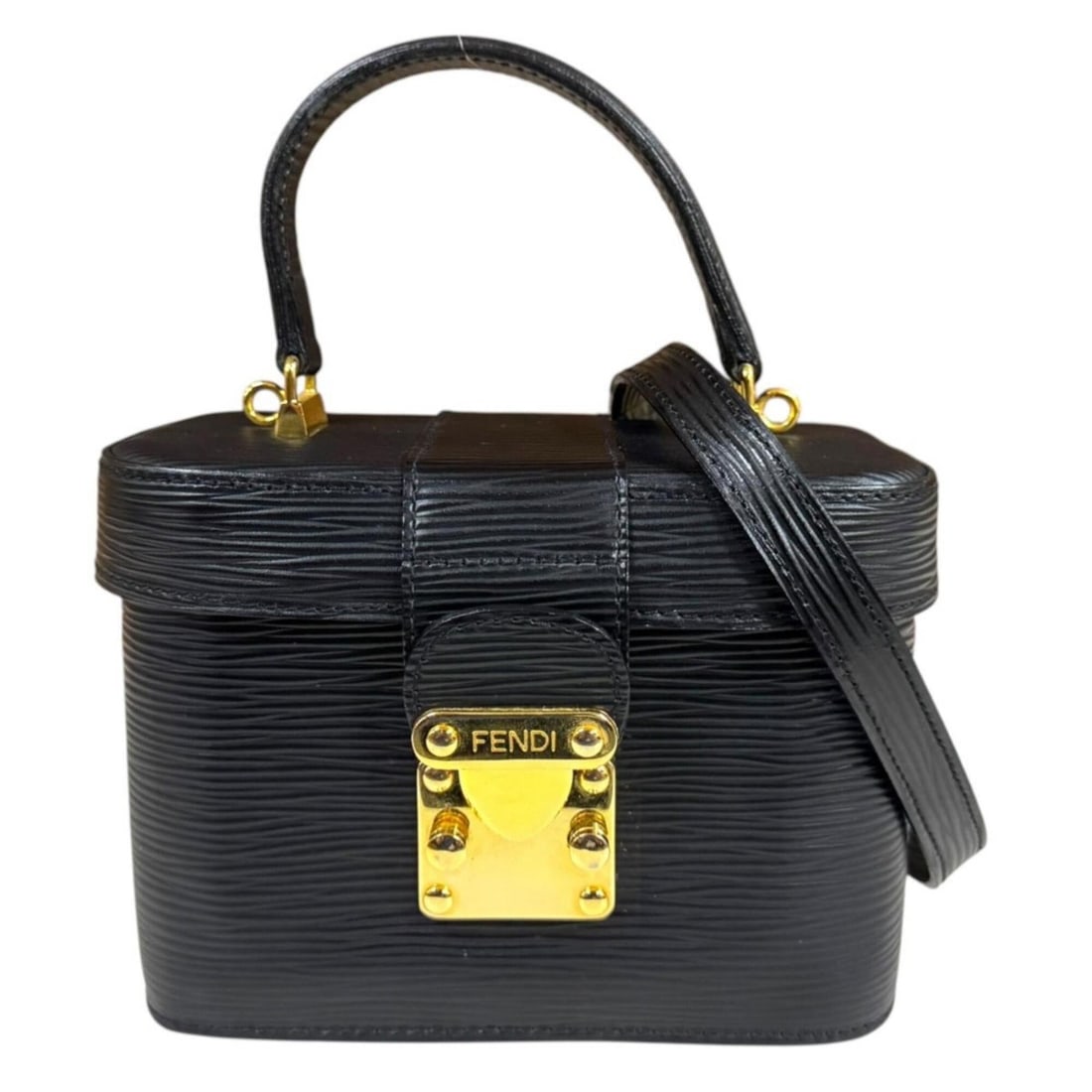 Fendi Epi Vanity Shoulder Bag, Leather 091493108, Black, Women's, FENDI 2-way: --- Catalog ---Category: SizeSize (HxWxD): 12cm x 17cm x 9.5cm / 4.72'' x 6.69'' x 3.74''Category: DesignType: Shoulder bagColor: BlackGender: WomenMaterial: Leather Category: GeneralBrand: FendiCount