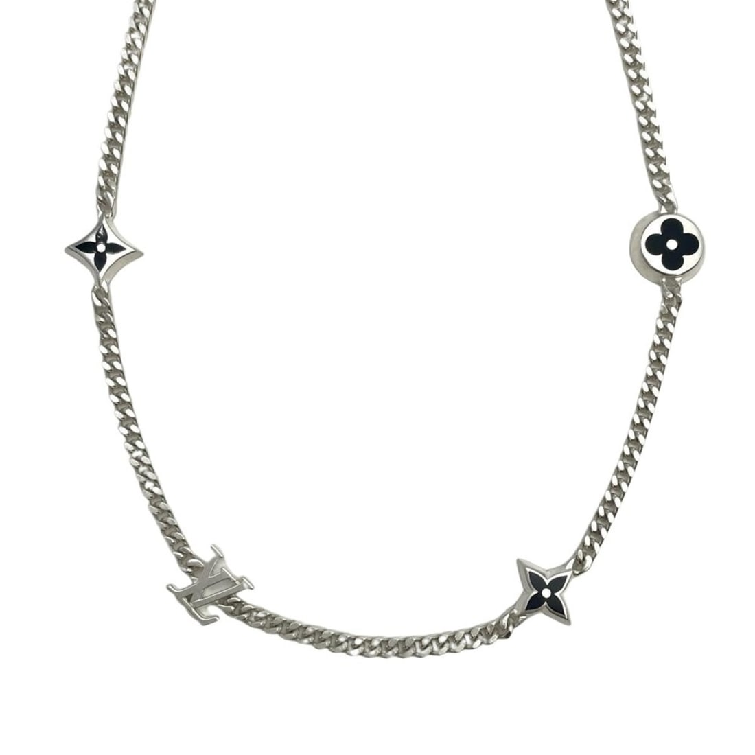 Louis Vuitton Spike Charm Necklace MO1717 SV925 23.5g VA1216 Men's Women's: --- Catalog ---Category: SizePendant Size: 10mm x 10mm / 0.39'' x 0.39''Neck Circumference: 54.5 cm / 21.45''Category: DesignColor: SilverGender: Men,WomenMaterial: Silver 925Necklace Type: NecklaceCa