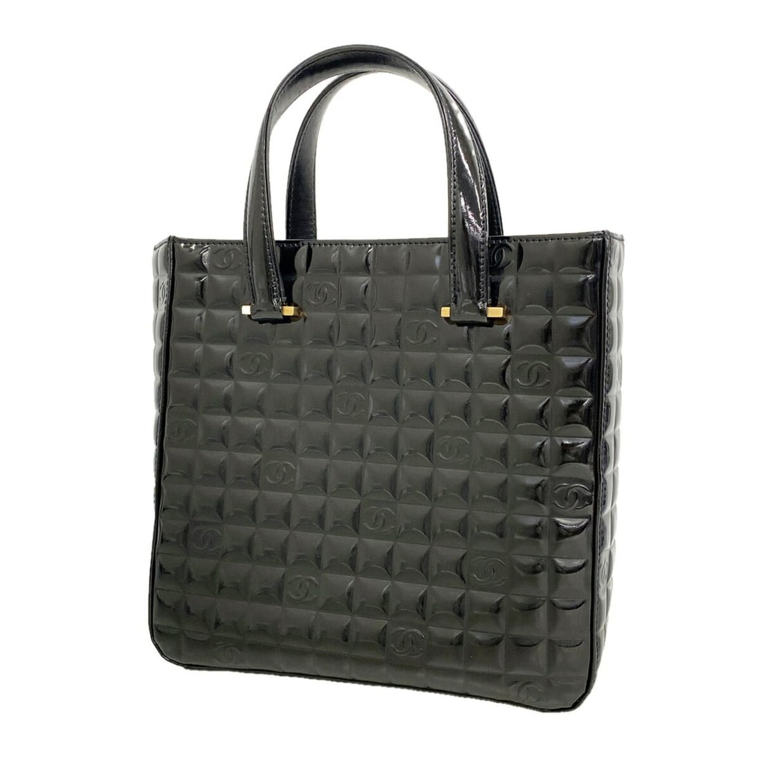 Chanel Tote Bag, Chocolate Bar Design, Patent Leather, Black, Women's, P3506983: --- Catalog ---Category: SizeSize (HxWxD): 24cm x 24.5cm x 8cm / 9.44'' x 9.64'' x 3.14''Category: DesignType: Tote bagColor: BlackGender: WomenMaterial: Patent leather Hardware Color: GoldCategory: G