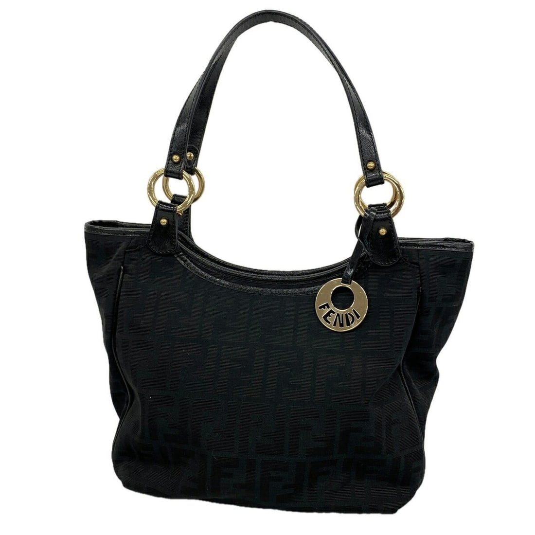 Fendi Zucca Nylon Canvas Tote Bag, Black, Women's P3444183: --- Catalog ---Category: SizeSize (HxWxD): 21cm x 28cm x 10cm / 8.26'' x 11.02'' x 3.93''Category: DesignType: Tote bagColor: BlackGender: WomenMaterial: Nylon canvas Hardware Color: GoldCategory: Gen